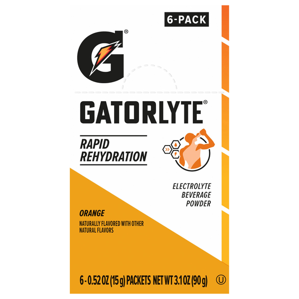 Gatorade Gatorlyte Orange Electrolyte Beverage Powder Sticks - 6 ct