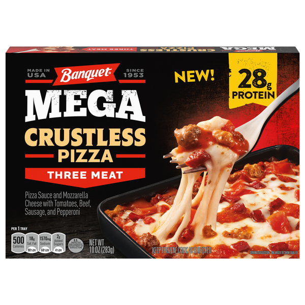 Banquet MEGA Crustless Three Meat Protein Pizza Frozen