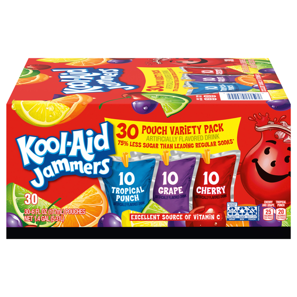 Kool-Aid Jammers Juice Drink Pouches Variety Pack - 30 pk