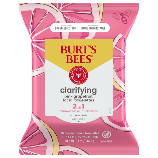 Burt's Bees Clarifying Facial Cleansing Towelettes with Pink Grapefruit