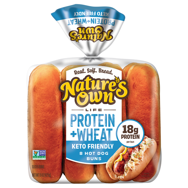 Nature's Own Keto Friendly Life Wheat Plus Protein Hot Dog Buns - 8 ct