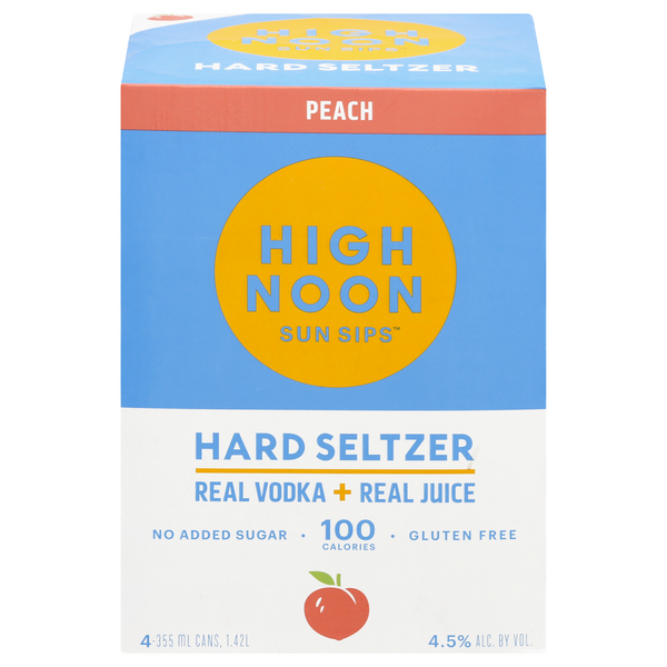 High Noon Sun Sips Hard Seltzer Peach Gluten Free - 4 pk