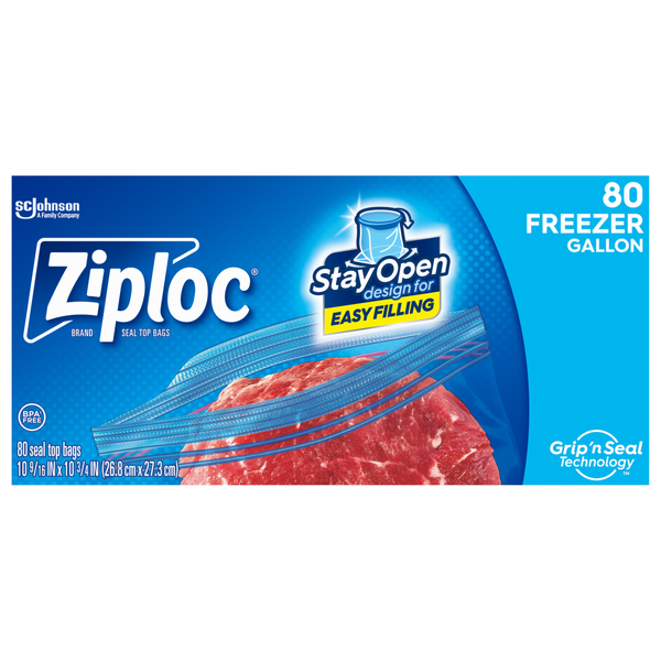 Ziploc Stay Open Gallon Freezer Bags