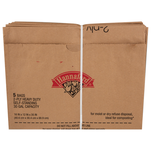Hannaford Self-Standing Bags 2-Ply Paper Heavy Duty 30 Gallon