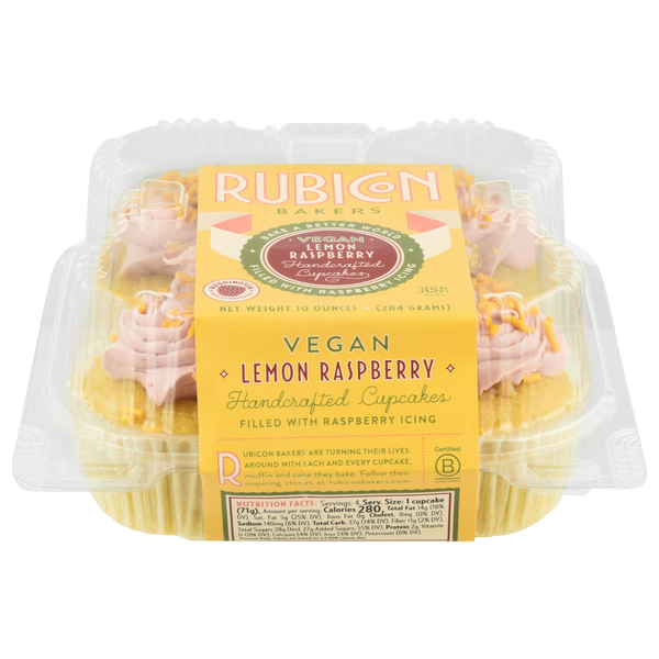 Rubicon Bakers Vegan Lemon Raspberry Cupcakes - 4 ct