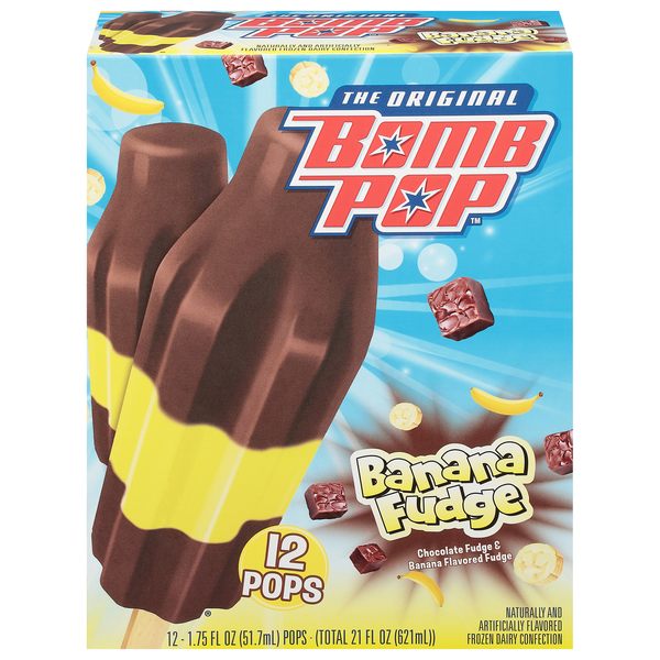 Bomb Pop Banana Fudge Dairy Ice Pops - 12 ct