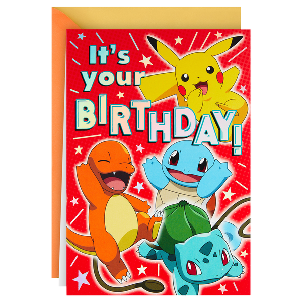 Hallmark Pokemon Pop Up Birthday Card for Kids (Pikachu Squirtle Charmander Bulbasaur)