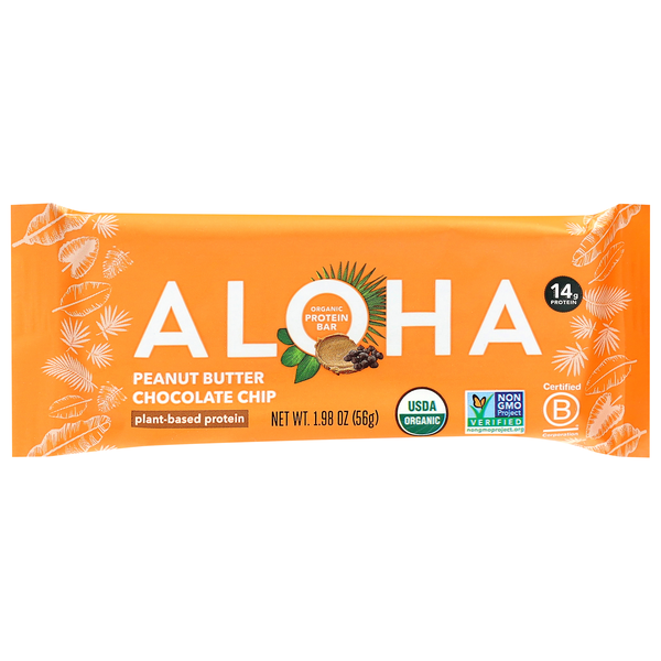 ALOHA Organic Peanut Butter Chocolate Chip 14g Plant-Based Protein Bar