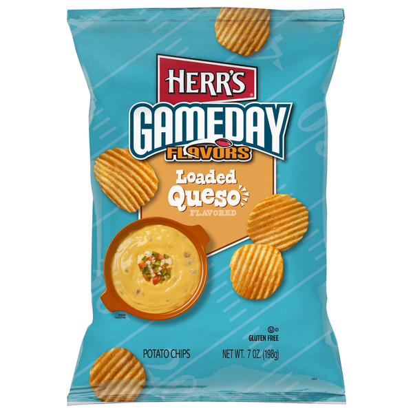 Herr's GameDay Gluten Free Loaded Queso Flavored Ripple Potato Chips