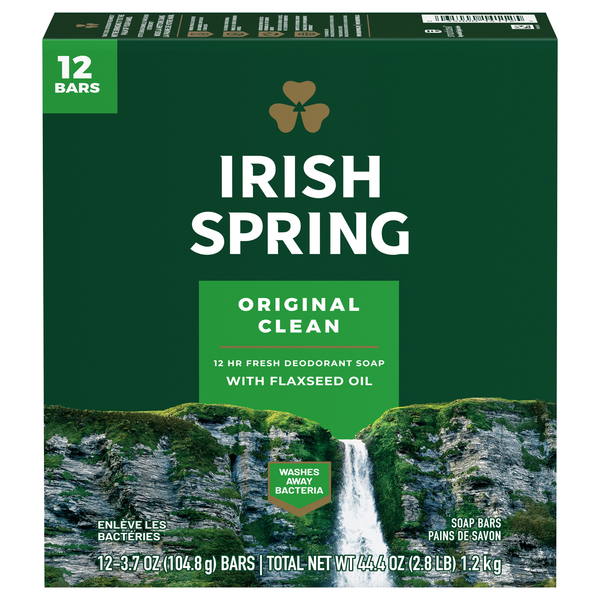 Irish Spring Original Clean Deodorant Soap Bars - 12 ct