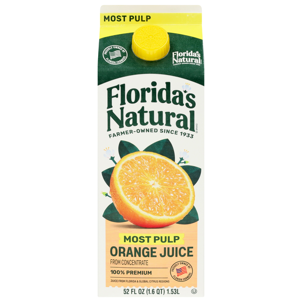 Florida's Natural 100% Premium Orange Juice Most Pulp