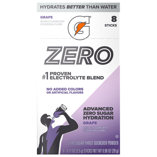 Gatorade Zero Sugar Grape Thirst Quencher Powder Sticks - 8 ct