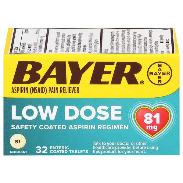 Bayer Low Dose Aspirin Regimen Pain Relief 81 mg Safety Coated Tablets
