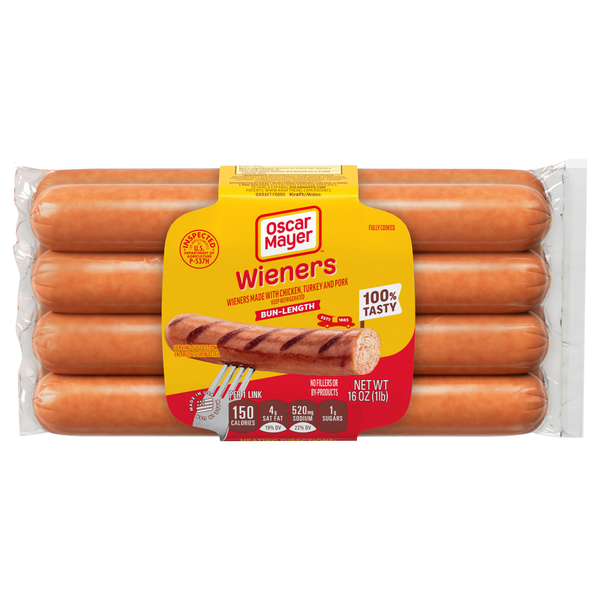 Oscar Mayer Bun Length Uncured Turkey Chicken & Pork Wieners - 8 ct