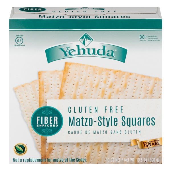 Yehuda Gluten Free Fiber Enriched Matzo-Style Squares Kosher For Passover