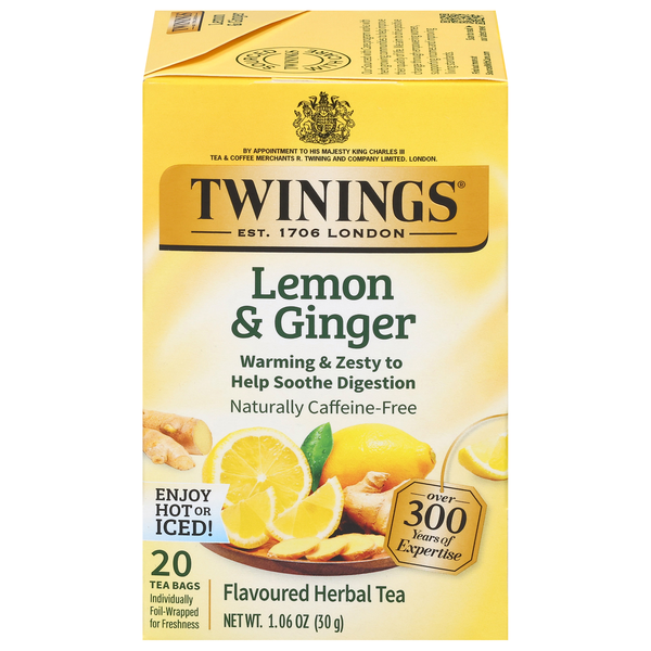 Twinings Caffeine Free Lemon & Ginger Herbal Tea Bags
