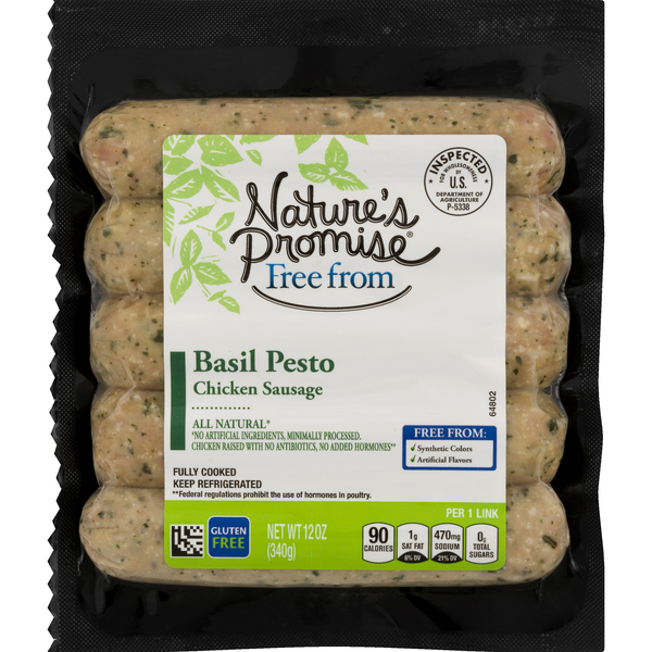 Save on Nature's Promise Chicken Sausage Basil Pesto Gluten Free 5 ct Order Online Delivery