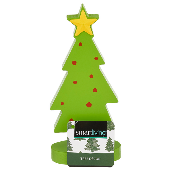 Save on Smart Living Holiday Decor Mini Wood Tree Green w/Red Bulbs Order Online Delivery Giant