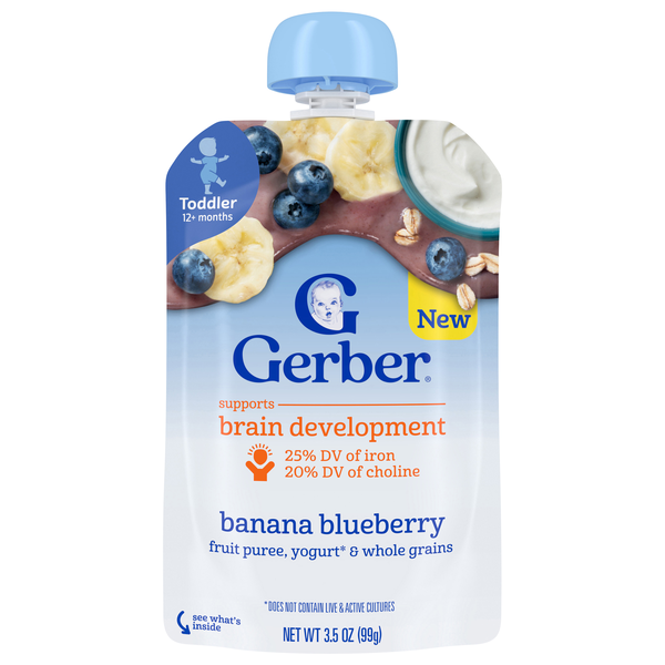 Gerber Toddler Banana Blueberry Fruit Puree Yogurt