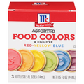 McCormick Assorted Red Yellow & Blue Food Color & Egg Dye - 3 ct
