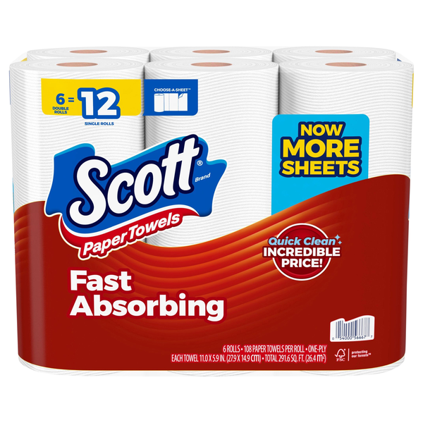 Scott Choose-A-Sheet Fast Absorbing 1-Ply Paper Towels