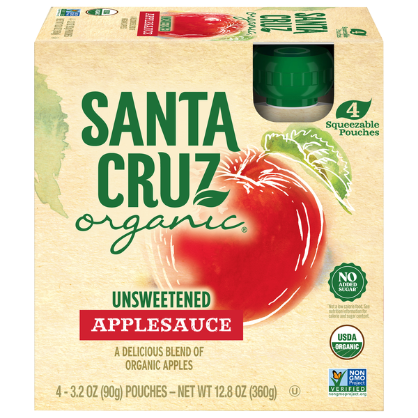 Santa Cruz Organic Gluten Free Applesauce Squeezable Pouches - 4 ct