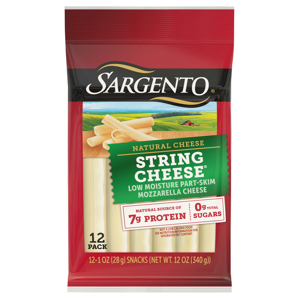 Sargento Natural Part-Skim Mozzarella String Cheese - 12 ct