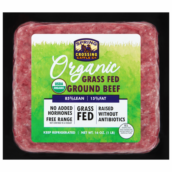 Spring Crossing Cattle Co. Organic 85% Lean 15% Fat Grass Fed Ground Beef
