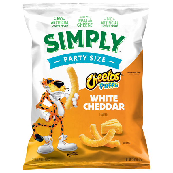 Simply Cheetos Puffs Cheese Flavored Snacks White Cheddar Party Size