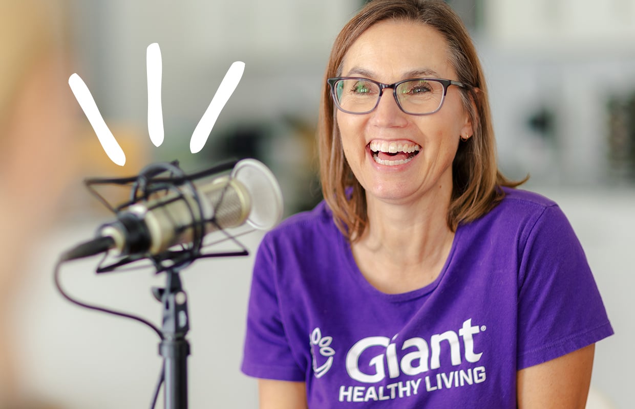Giant Food Healthy Living team speaking in microphone