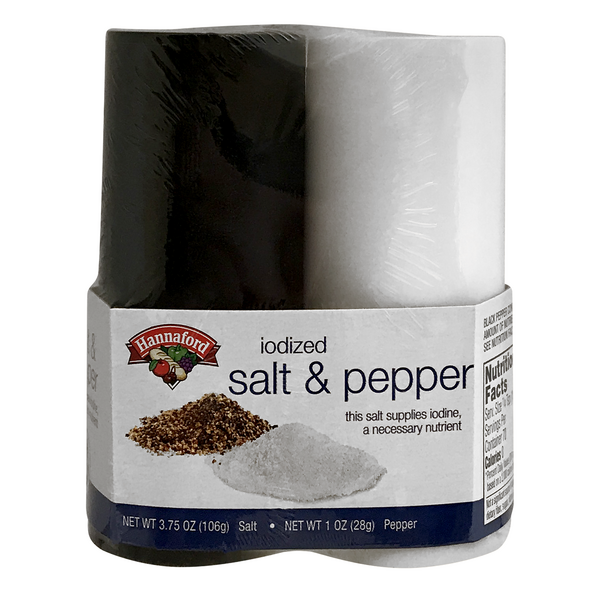 Hannaford Iodized Salt & Pepper Shakers