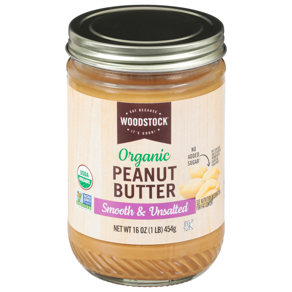 Woodstock Organic No Added Sugar Unsalted Smooth Peanut Butter