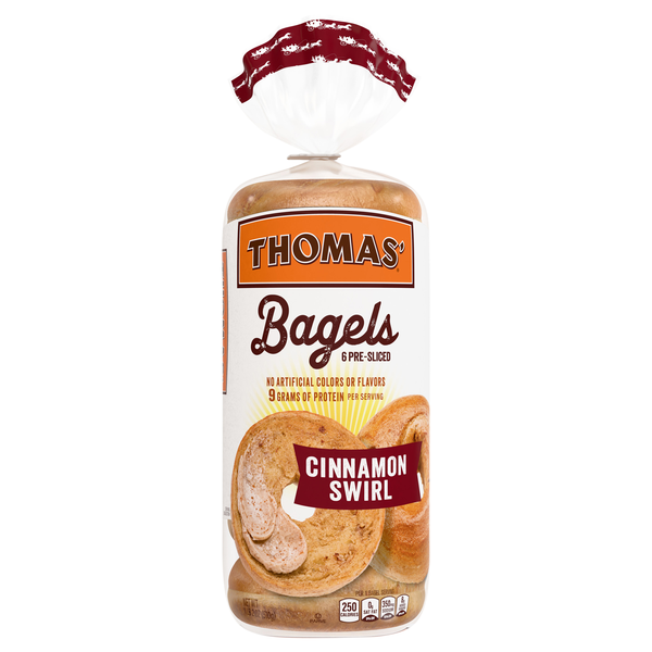 Thomas' Cinnamon Swirl Pre-Sliced Bagels - 6 ct