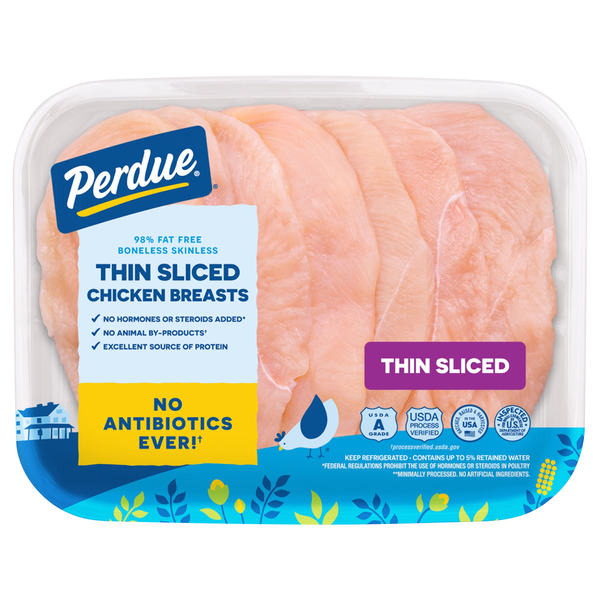 Perdue Thin Sliced Boneless Skinless Chicken Breasts - 5-6 ct