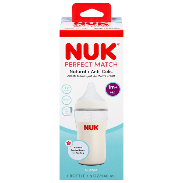 NUK Natural + Anti Colic Baby Bottle 1m+