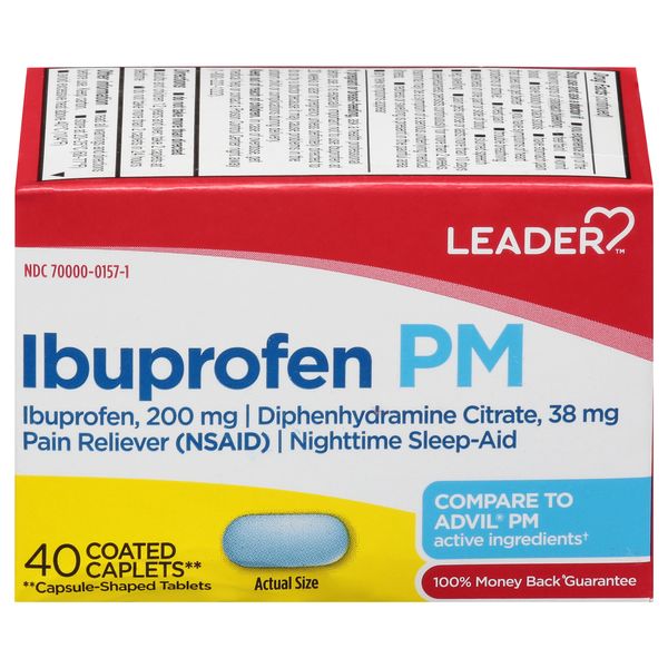 Leader Ibuprofen PM Nighttime Sleep Aid Caplets
