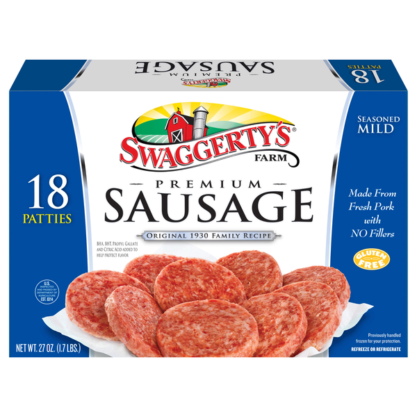Swaggerty's Farm Premium Mild Pork Breakfast Sausage Patties - 18 ct