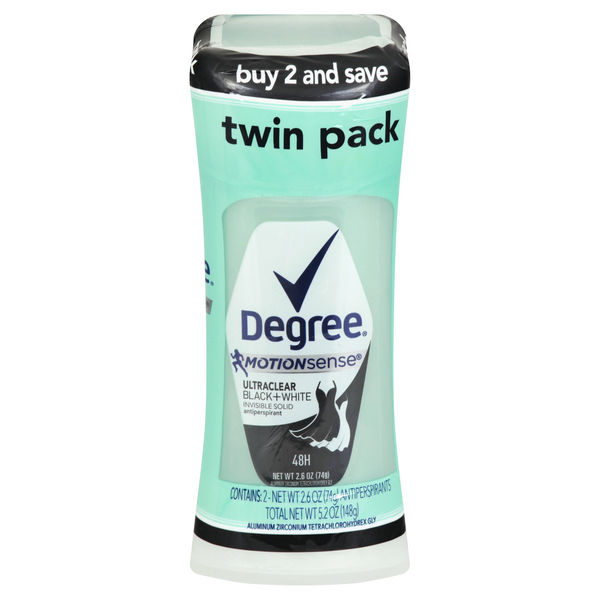 Degree Ultra Clear Black+White Antiperspirant Invisible Solid 2.6 oz/2 ct