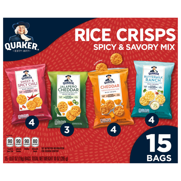 Quaker Spicy & Savory Rice Crisps Variety Pack - 15 ct