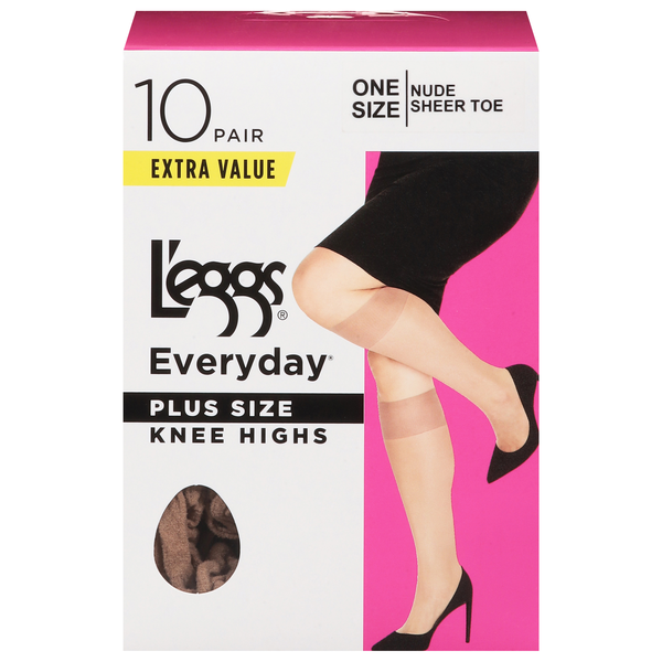 L'eggs Knee Highs Jet Nude Sheer Toe Plus Size