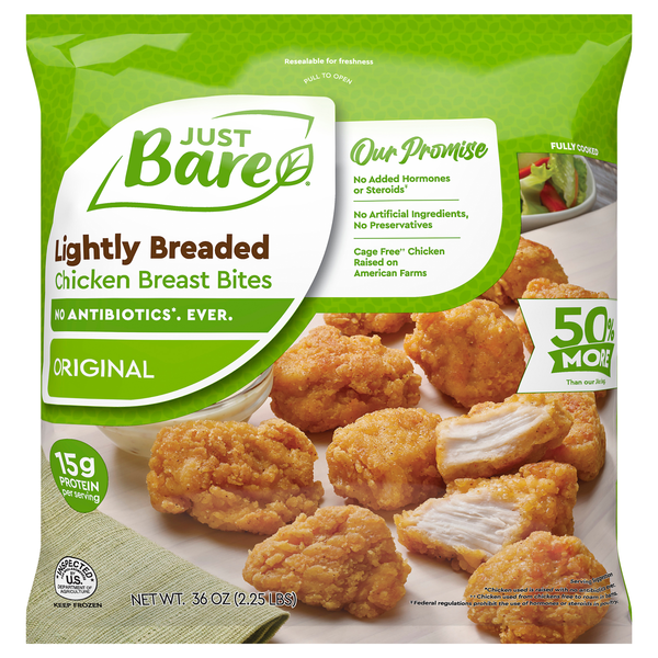 Just Bare Lightly Breaded Chicken Breast Bites Frozen