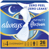 Always Infinity Size 4 Unscented Overnight Pads with Wings