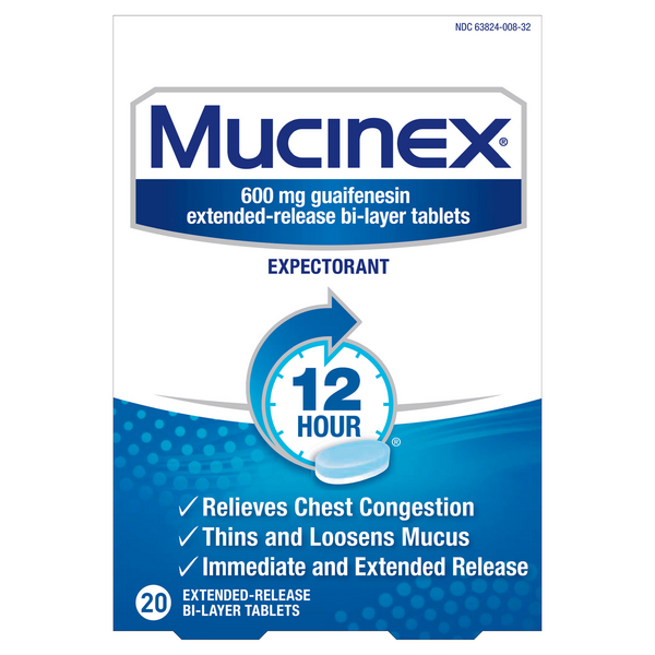 Mucinex Expectorant Chest Congestion 12 Hour Extended Release Tablets
