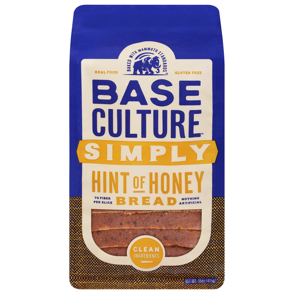 Base Culture Simply Gluten Free Hint of Honey Bread Sliced