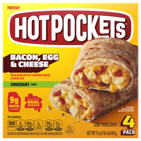 HOT POCKETS Bacon Egg & Cheese Croissant Crust Sandwiches - 4 ct Frozen