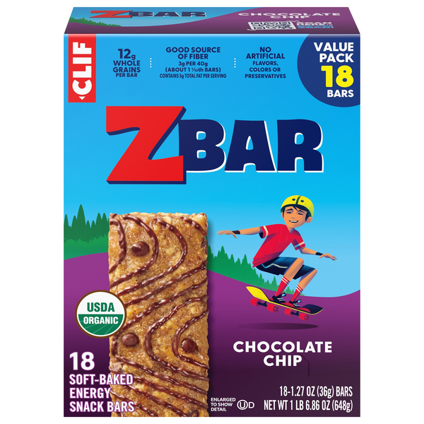 CLIF KID Zbar Organic Chocolate Chip Energy Bars - 18 ct
