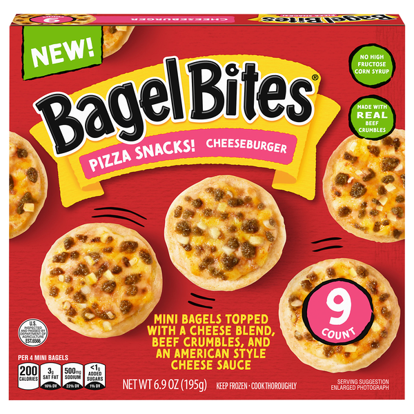 Bagel Bites Cheeseburger Mini Pizza Snacks - 9 ct Frozen