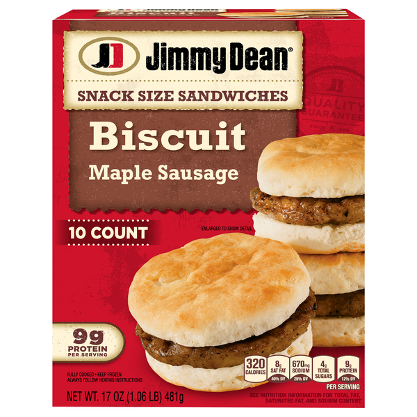 Jimmy Dean Maple Sausage Biscuit Sandwiches Snack Size - 10 ct