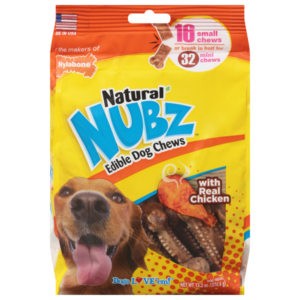 Nylabone Nubz Natural Chicken Flavor Small Edible Dog Chews - 16 ct