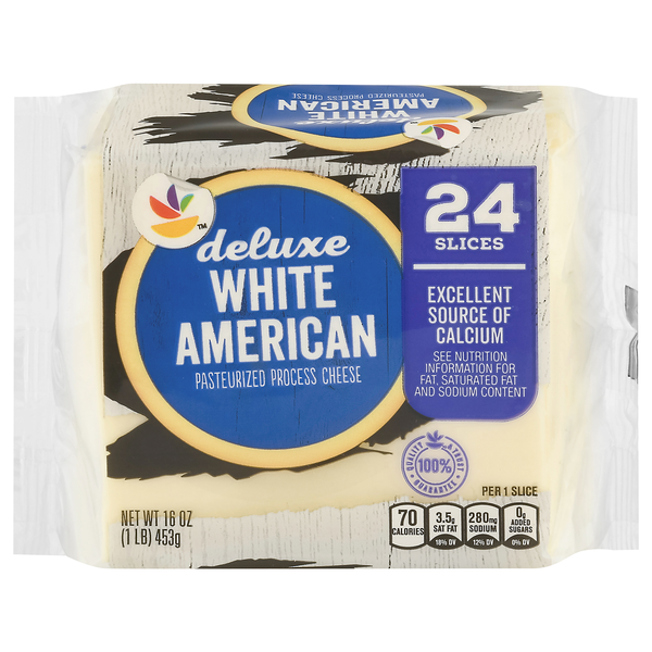 Our Brand Deluxe White American Cheese Slices - 24 ct
